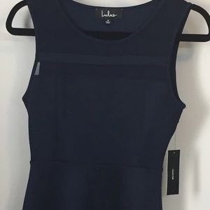 NWT Lulus Navy Blue Sleeveless Skater Dress (S)